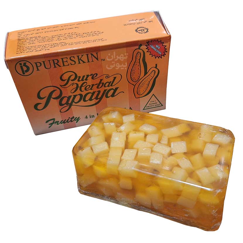 صابون پاپایا اصل PURESKIN – 4 کاره روشن کننده و مرطوب کننده